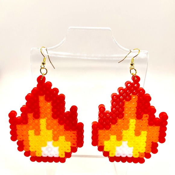 Fire Earrings - Flame Earrings - Statement Earrings - Rave Earrings - Oversized - Picture 1 of 9